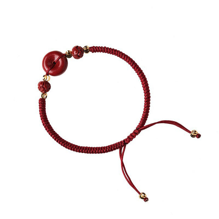 Pulsera trenzada de bendición con hebilla de paz y cinabrio de loto hecha a mano con Buddha Stones