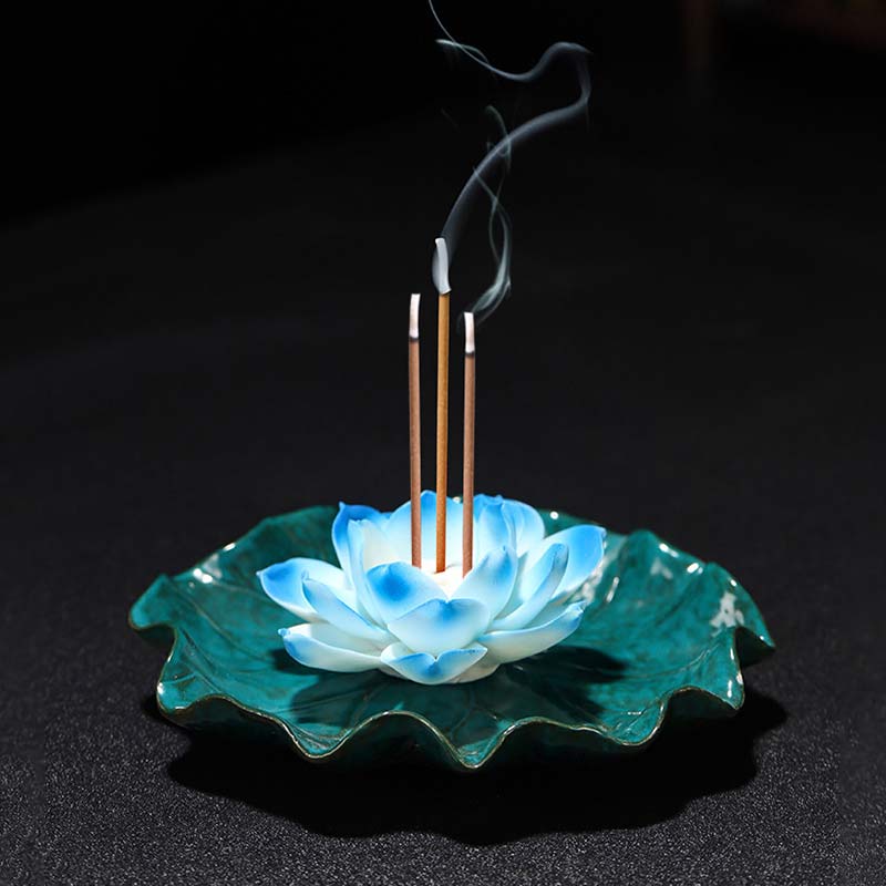 Decoración de quemador de incienso con bendición de loto tibetano