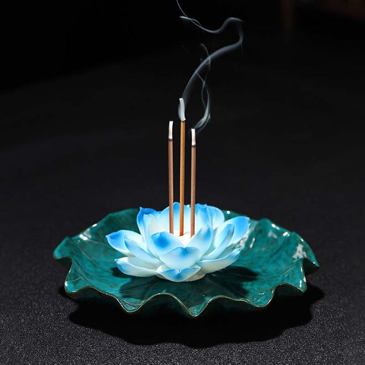 Decoración de quemador de incienso con bendición de loto tibetano