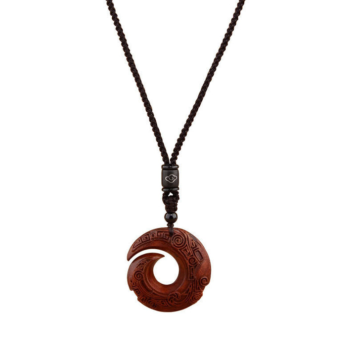 Buddha Stones, hoja pequeña, sándalo rojo, madera de ébano, la suerte mejora el diseño, colgante de collar de protección