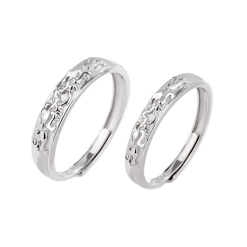 Anillo de pareja ajustable PiXiu Balance de plata de ley 925 con Buddha Stones