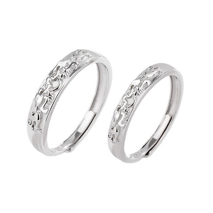 Anillo de pareja ajustable PiXiu Balance de plata de ley 925 con Buddha Stones