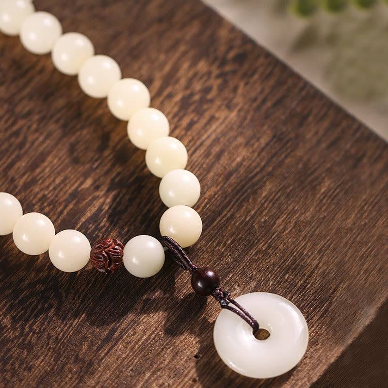 Pulsera de doble envoltura con hebilla de paz y loto de sándalo verde, semilla de Bodhi, Buddha Stones, armonía