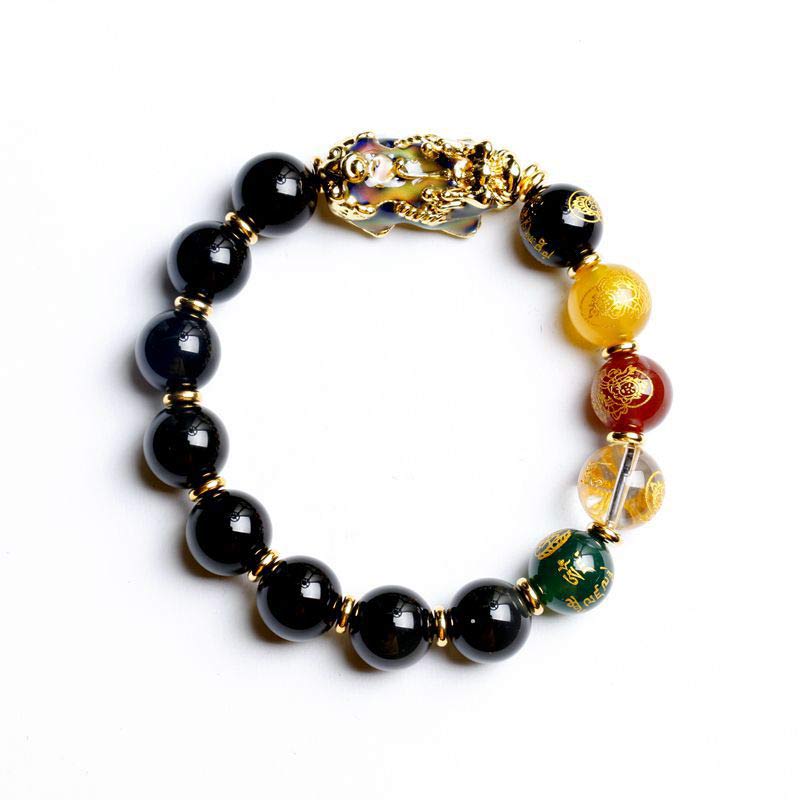 Pulsera de riqueza de obsidiana Pixiu que cambia de color con Buddha Stones