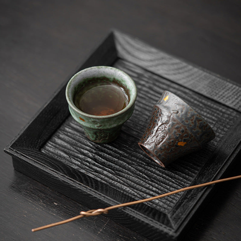Taza de té de cerámica de estilo vintage pequeña con Buddha Stones, taza de té Kung Fu de 50ml