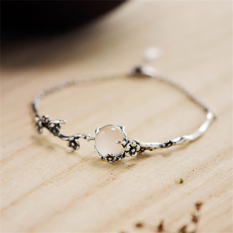 Pulsera Positiva Calcedonia Flor de Ciruelo Buddha Stones
