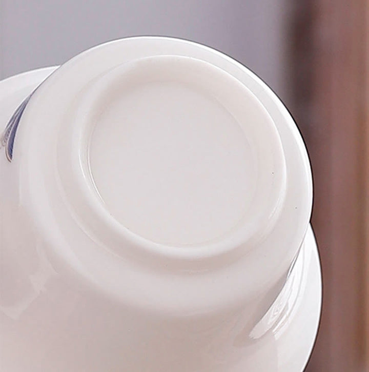 Taza de té y platillo con tapa, porcelana blanca, paisaje de montaña, campo, cerámica, Gaiwan, Kung Fu , Buddha Stones