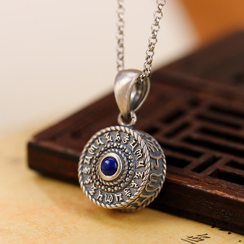 Collar con colgante de plata de ley 925 Om Mani Padme Hum Lazurite Love Peace - image 3