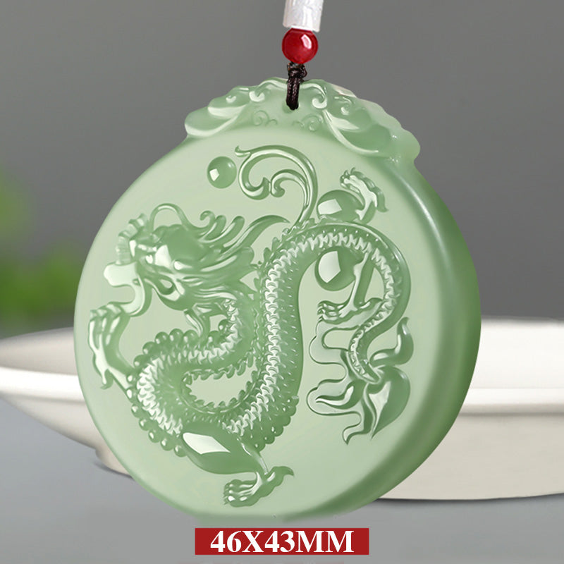 Buddha Stones Dragón del Zodíaco Chino Jade Suerte Collar Colgante de Cadena - image 6