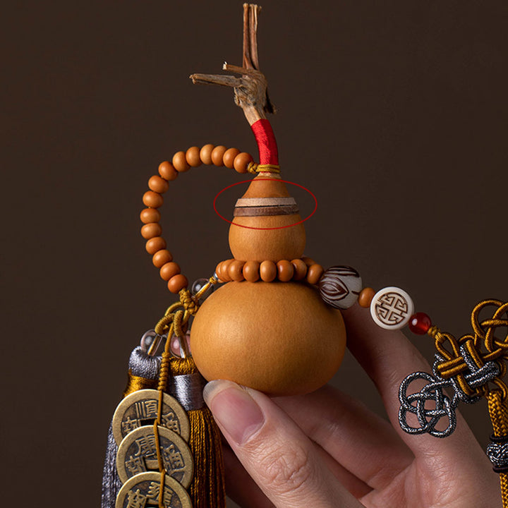 Buddha Stones, monedas Feng Shui, calabaza, nudo chino, monedas de la suerte, cinco emperadores, dinero, riqueza, decoración de borlas