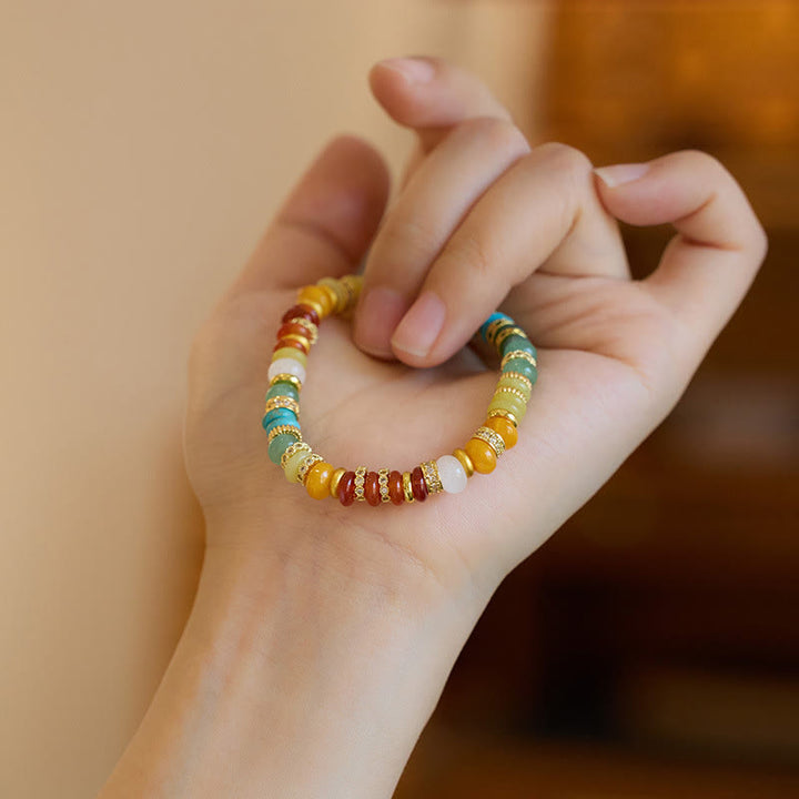 Pulsera de confianza de arcoíris de jade de ágata roja natural con Buddha Stones