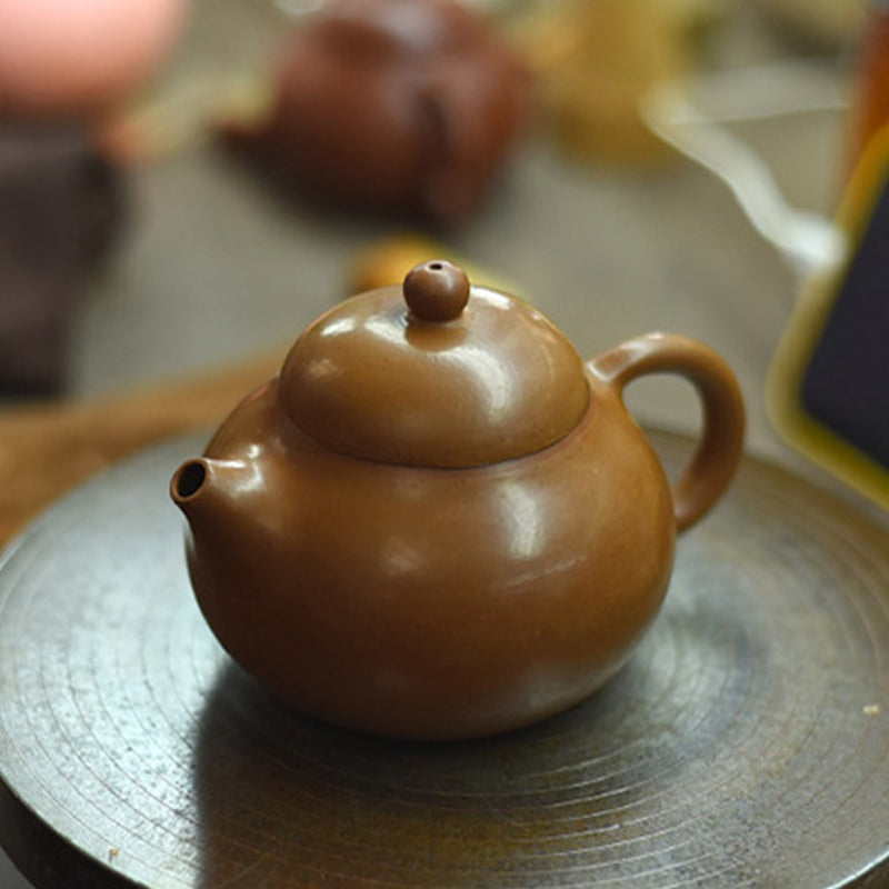 Tetera de kungfú de arcilla púrpura marrón Wen Dan hecha a mano con Buddha Stones Yixing