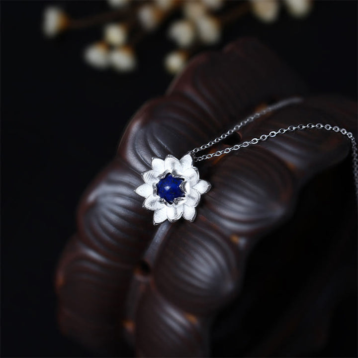 Colgante de plata de ley 925 con Buddha Stones , lazurita, flor de loto, cuidado personal - image 3