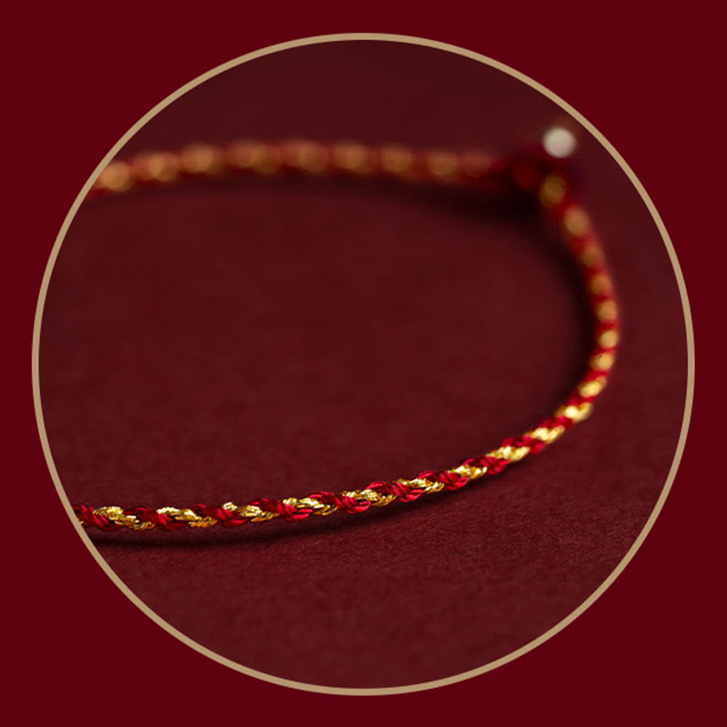 Pulsera de la suerte trenzada con nudo King Kong, hecha a mano, chapada en oro de 14 quilates con Buddha Stones
