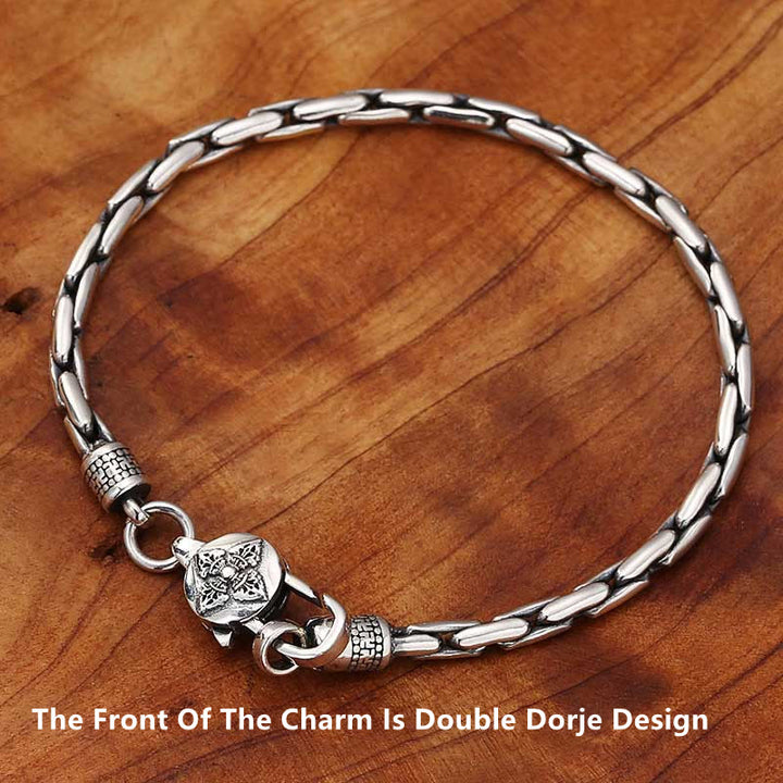 Pulsera de fuerza Buddha Stones de doble Dorje Om Mani Padme Hum de Buda con esvástica Vajra de piedras de Buda