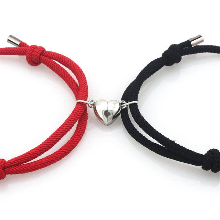 Pulsera de fuerza de cuerda de pareja magnética de amor de 2 piezas