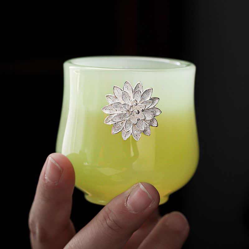 Tazas de té de cerámica con diseño de flor de Fénix, dragón de loto y Buddha Stones
