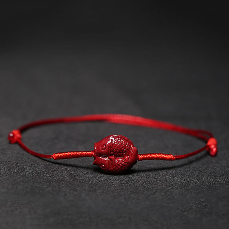 Pulsera trenzada hecha a mano con Buddha Stones, flor de ciruelo, trébol de cuatro hojas, PiXiu, loto, pez Koi, cinabrio