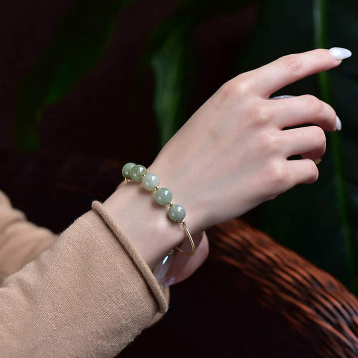 Brazalete de bendición de suerte de abundancia de jade con Buddha Stones