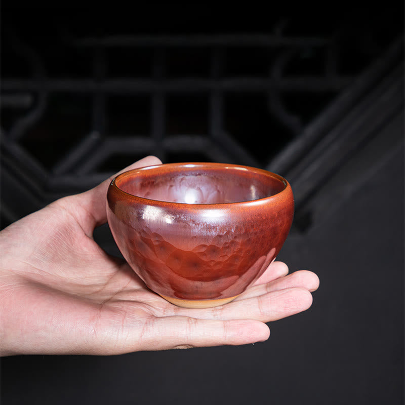 Taza de té de cerámica con diseño de loto Jianzhan chino hecho a mano con Buddha Stones , taza de té de Kung Fu