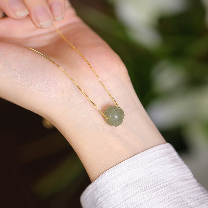 Collar con colgante de mariposa de Buda sonriente de la suerte, Jade cian Natural de Plata de Ley 925 - Loto de jade de Hetian - image 11