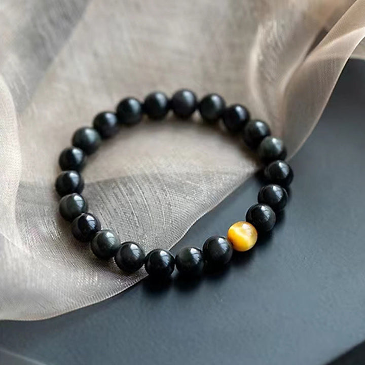 Pulsera de amor positivo con ojo de tigre y obsidiana arcoíris natural con Buddha Stones