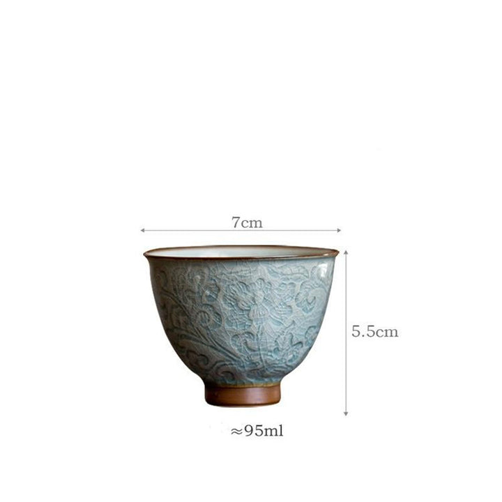 Taza de té de cerámica tallada en loto con Buddha Stones , taza de té de Kung Fu