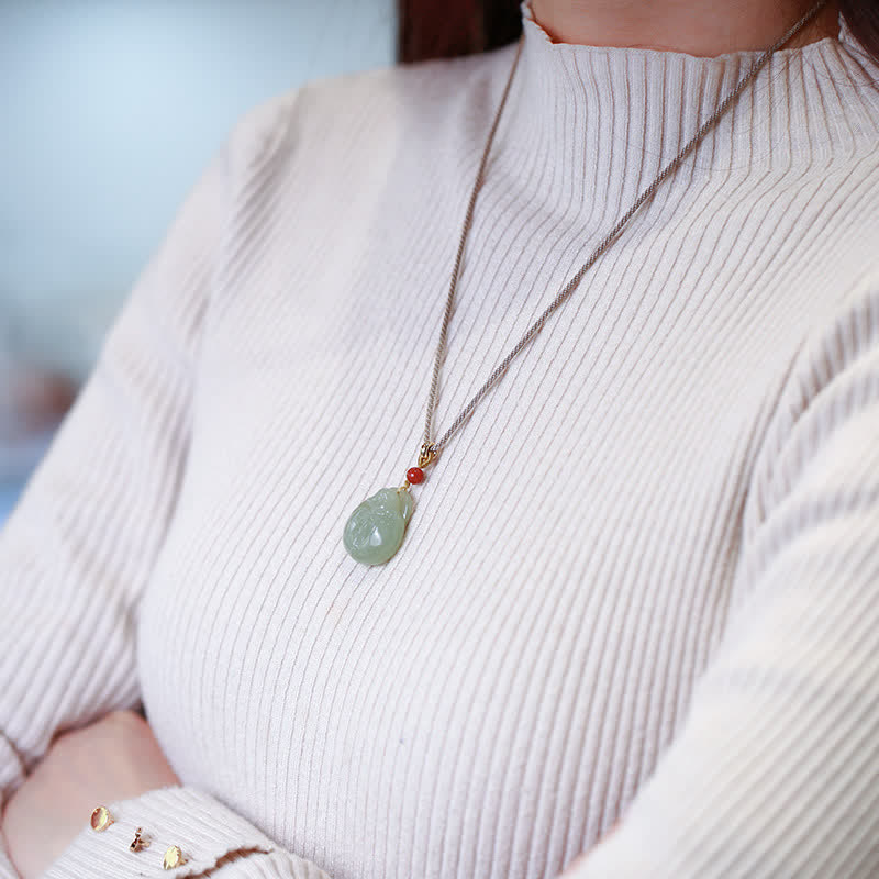 Colgante de collar de cadena de prosperidad de riqueza de jade hetiano de Buda sonriente - image 4