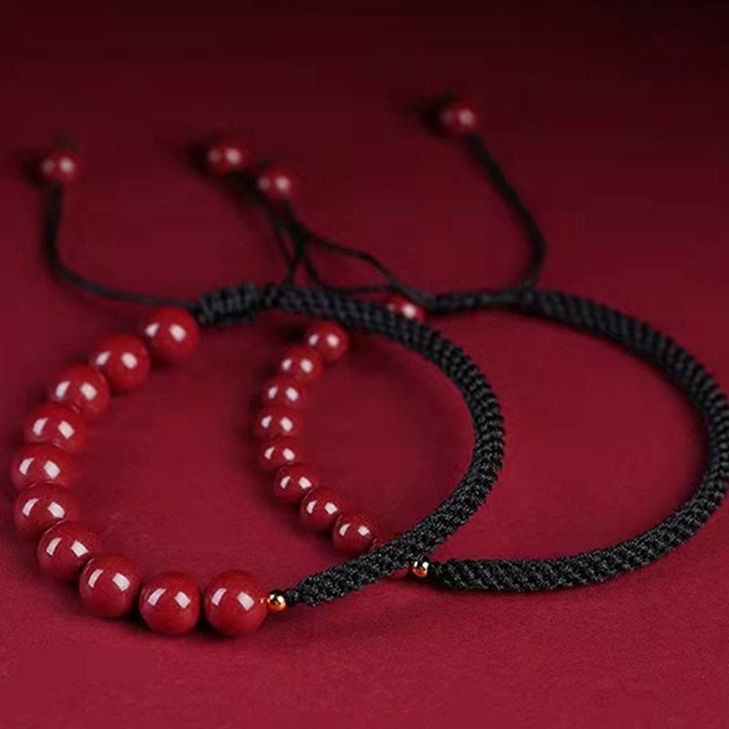 Pulsera de hilo de bendición con nudo King Kong de cinabrio natural con Buddha Stones