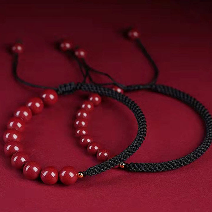 Pulsera de hilo de bendición con nudo King Kong de cinabrio natural con Buddha Stones