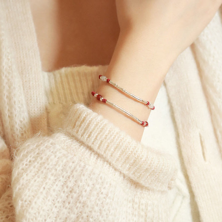 Pulsera trenzada de cuerda de protección de cuentas de ágata blanca de bambú de plata de ley 925 con Buddha Stones