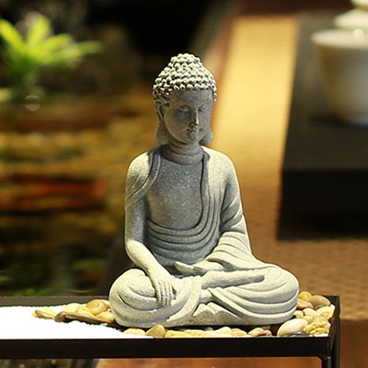 Buddha Stones Sentado Meditación Buda Bendición Compasión Decoración