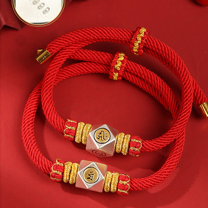 Pulsera para niños hecha a mano con Buddha Stones de plata de ley 999, zodíaco chino, Buda natal, cuerda roja, fuerza de la suerte