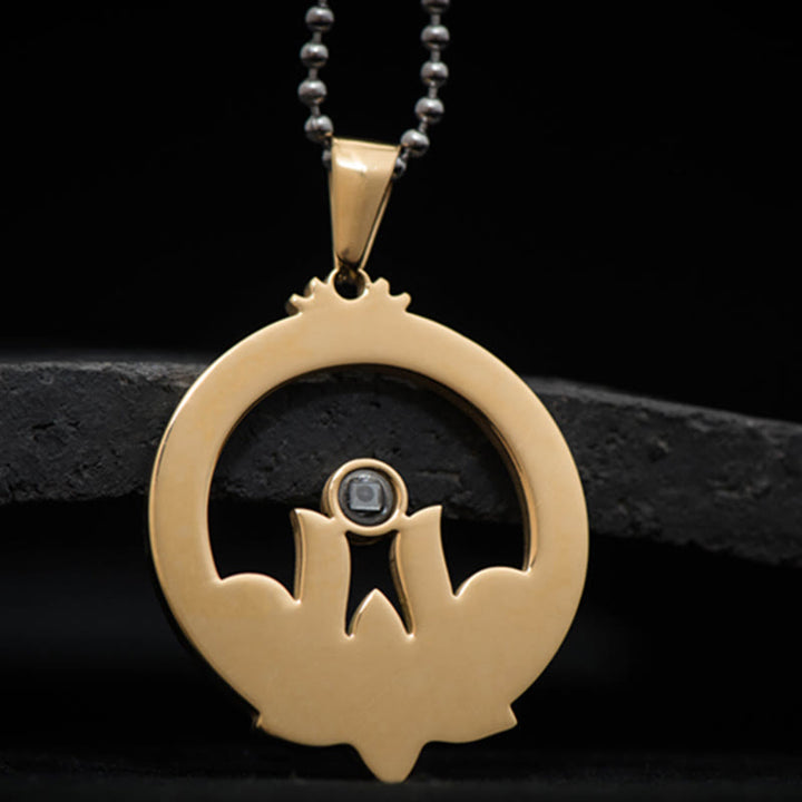 Buddha Stones loto titanio acero iluminación proyección Shurangama Mantra collar colgante