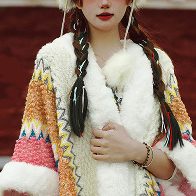Mantón de rayas multicolor tibetano con Buddha Stones , bufanda de viaje acogedora para invierno