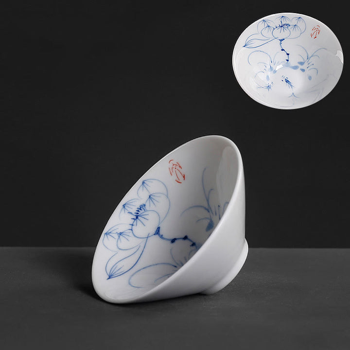 Buddha Stones Vintage ciruela orquídea bambú crisantemo loto pez Koi taza de té de cerámica tazas de té Kung Fu