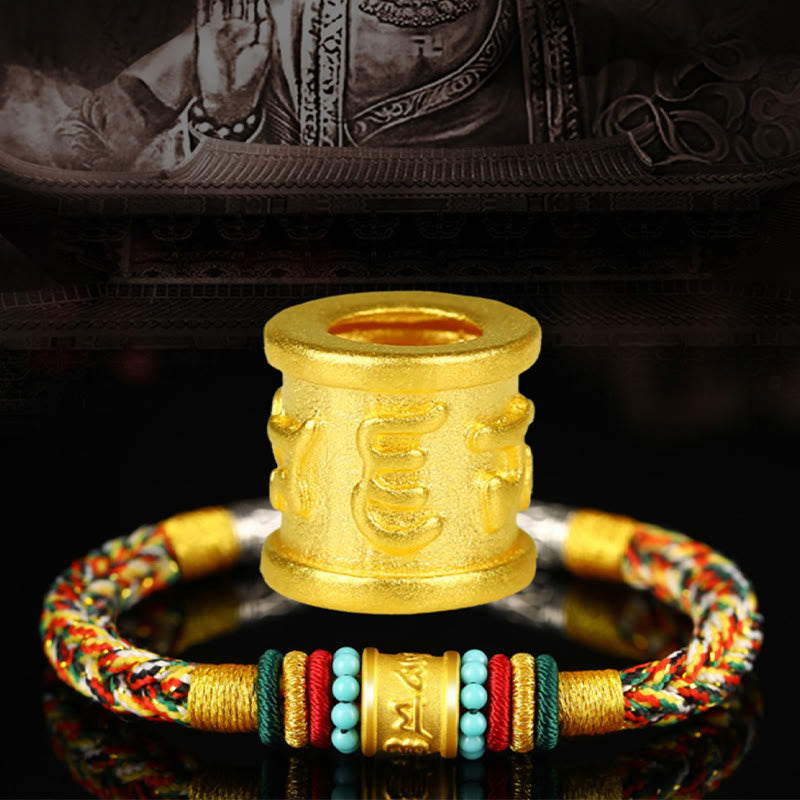 Buddha Stones Tíbet 999 oro Om Mani Padme Hum pulsera de la suerte hecha a mano con ocho hilos y nudo de la paz