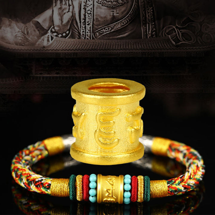 Buddha Stones Tíbet 999 oro Om Mani Padme Hum pulsera de la suerte hecha a mano con ocho hilos y nudo de la paz