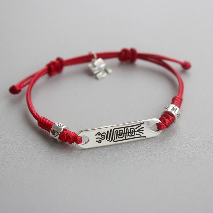 Pulsera trenzada de la fuerza de la suerte con hilo rojo de plata de ley 925 con Buddha Stones