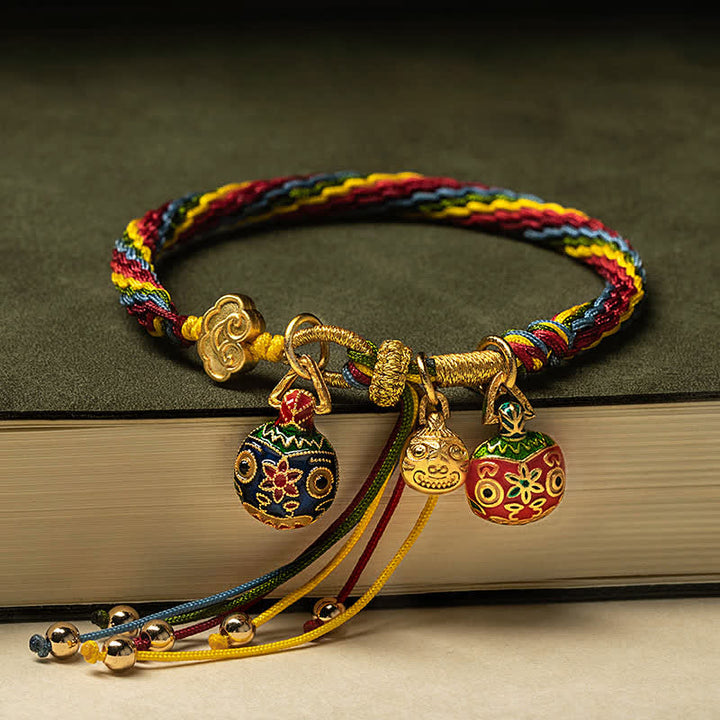 Pulsera de cuerda colorida con nudo de reencarnación de la suerte de la familia de la bestia tragadora de oro con Buddha Stones