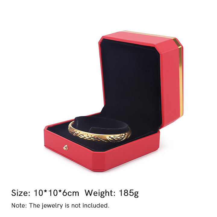Caja de almacenamiento de joyas Caja de regalo de cuero PU - Rojo - Caja para pulseras (10 x 10 x 6 cm) - image 21