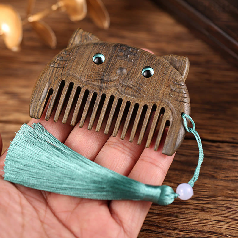 Mini peine portátil de la paz de sándalo verde del zodiaco chino - image 8