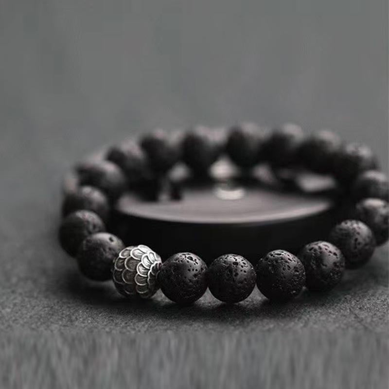 Pulsera curativa de cuentas de escamas de pescado de roca de lava de Buddha Stones