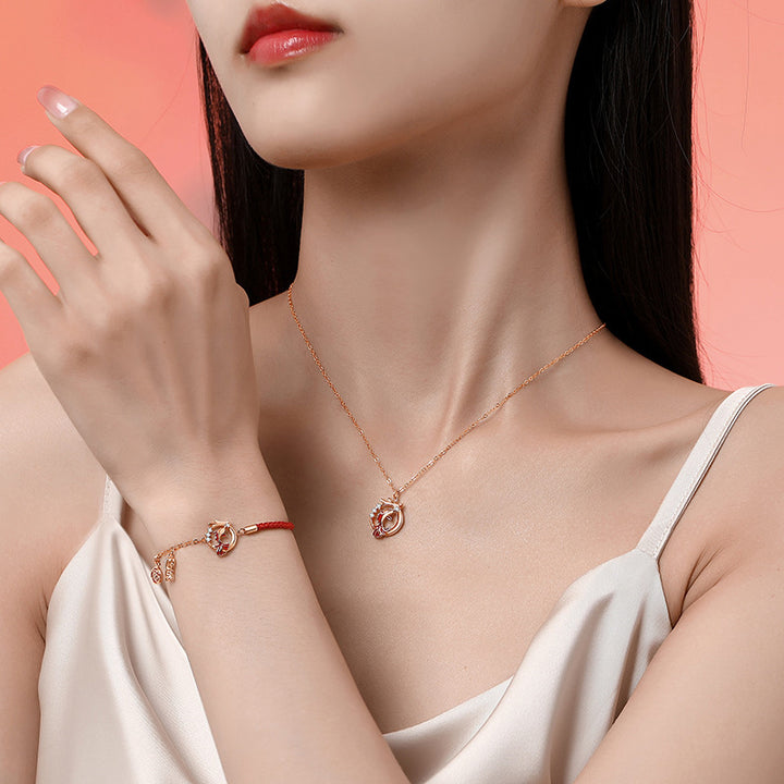 Collar con colgante de plata de ley 925 con Buddha Stones, diseño del año del dragón, pez Koi, Fu, personaje de la suerte