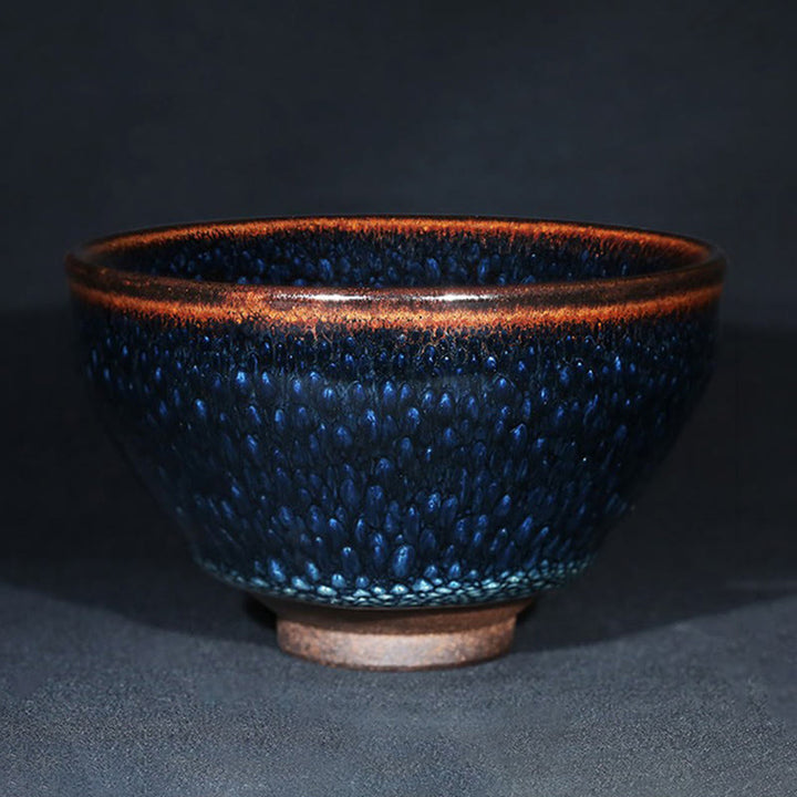 Buddha Stones hechas a mano, punto de Francolinus azul, taza de té de cerámica china Jianzhan, tazón de taza de té de Kung Fu