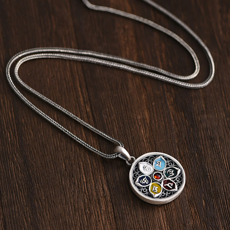 Collar con colgante de pureza de Om Mani Padme Hum tibetano con Buddha Stones - image 3