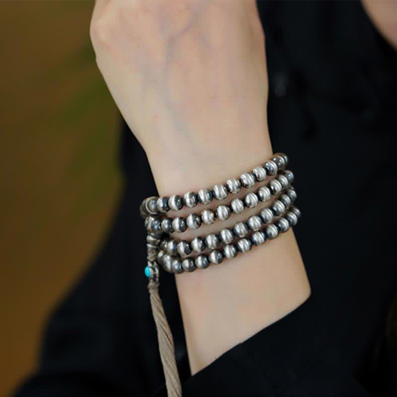 108 cuentas Mala de plata de ley 925, ágata roja, turquesa, pulsera con dijes de confianza