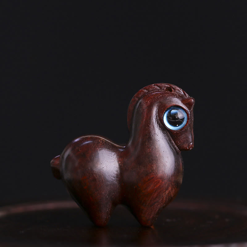 Buddha Stones, hoja pequeña, sándalo rojo, sándalo verde, Mini decoración de protección de caballo de la suerte - Caballo de sándalo rojo de hoja pequeña (tamaño mediano: 39 x 34 x 17 mm) - image 1