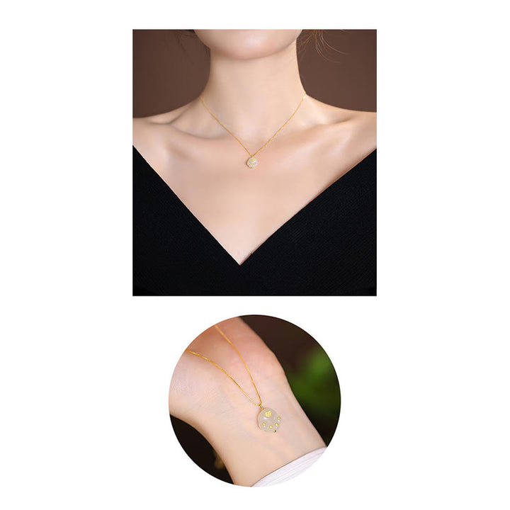 Collar con colgante de mariposa de Buda sonriente de la suerte, Jade cian Natural de Plata de Ley 925 - image 20