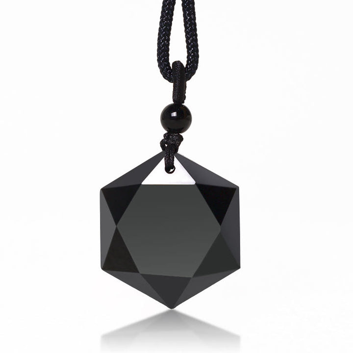 Collar con colgante purificador de talismán de obsidiana negra